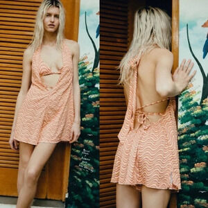 Urban Outfitters Out From Under Sand Dollar Romper in Orange XS